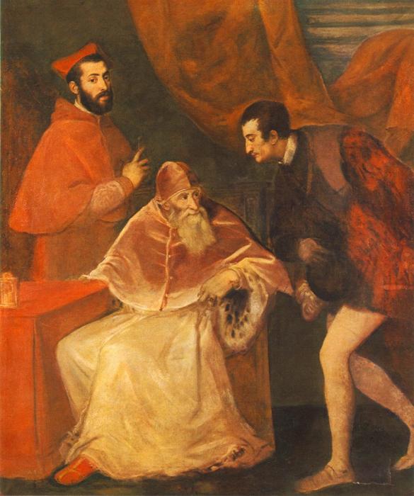 Pope Paul Iii And His Cousins Alessandro And Ottavio Farnese — Tiziano