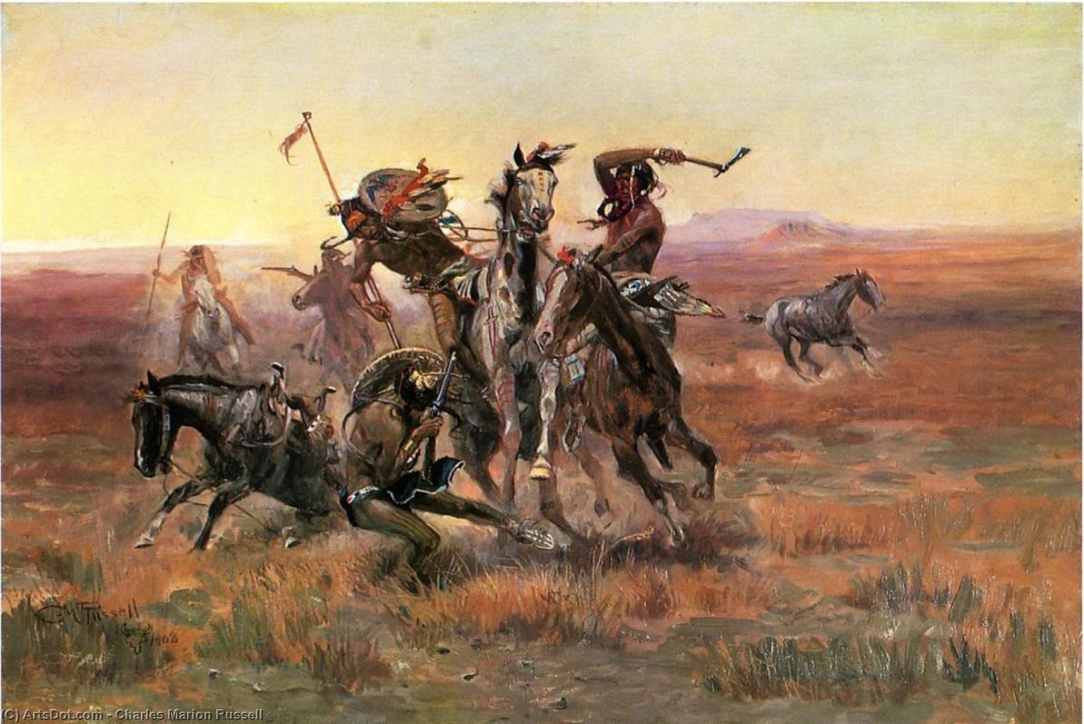 When Blackfeet And Sioux Meet — Charles Marion Russell