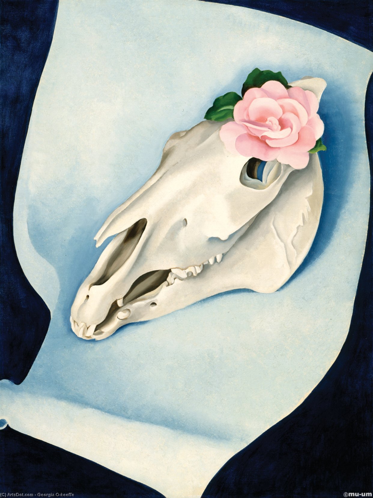 Horse’s Skull With Pink Rose — Georgia O'keeffe