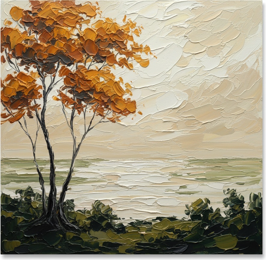 Ethereal Ochre Solitude: A Sculptural Meditation On Autumnal Light And Serene Horizons — David Moreau