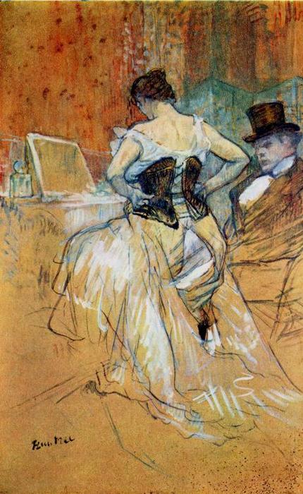 Study For Elles, Woman In A Corset — Henri De Toulouse-lautrec