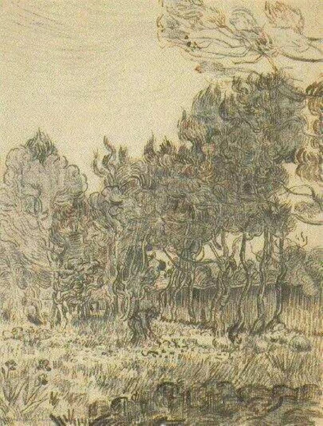 Pinien Nahe Der Mauer Der Anstalt — Vincent Willem Van Gogh