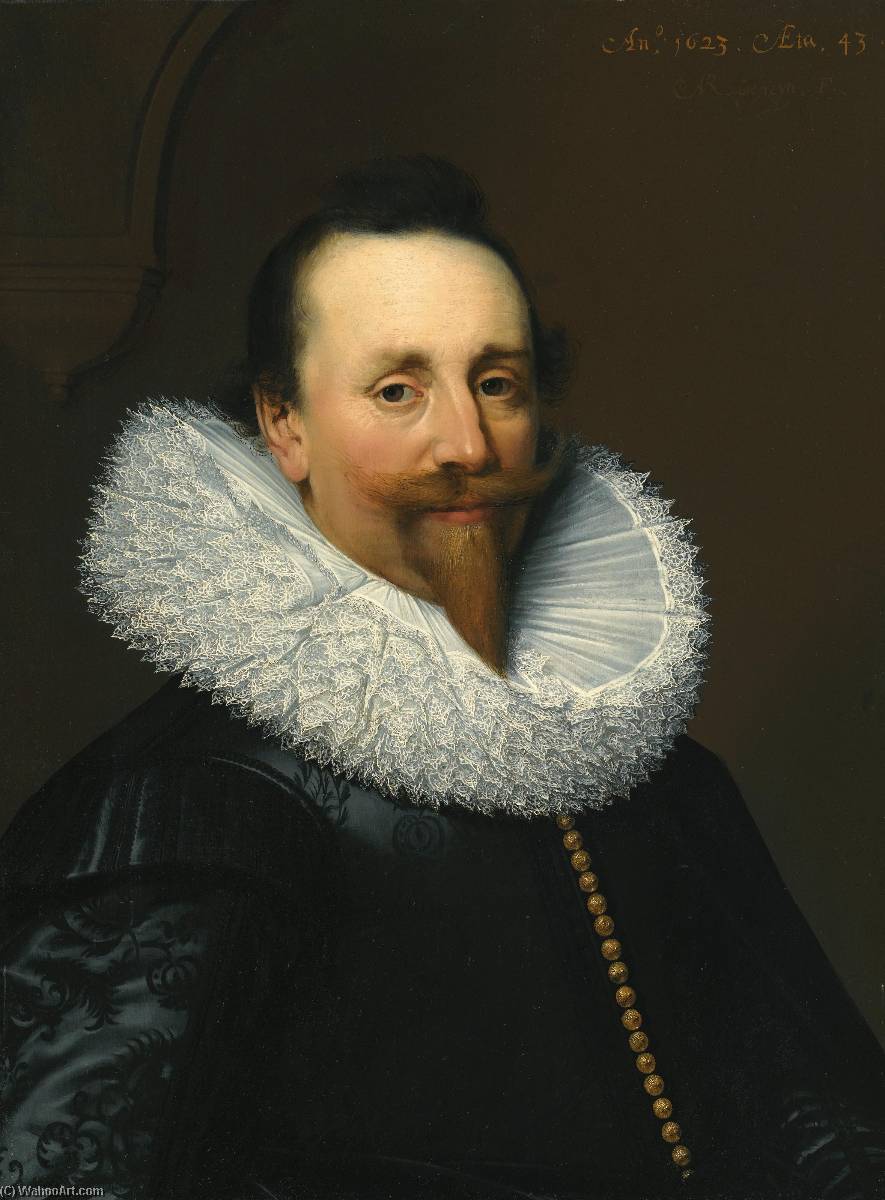 Portrait Of A Gentleman, Head And Shoulders, Wearing A Black Shirt And White Ruff — Jan Anthonisz Van Ravesteyn