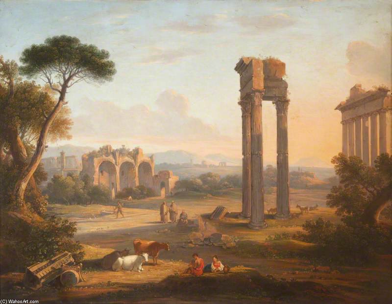 View Of The Forum With Two Herdsmen And Three Cows — William Linton