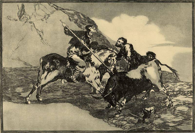 Modo Con Que Los Antiguos Españoles Cazaban Los Toros Á Caballo En El Campo — Francisco José De Goya Y Lucientes