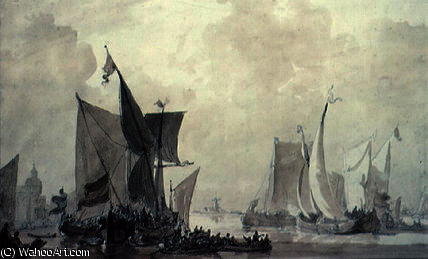 Sea Piece With Dutch Shipping — Sir Augustus Wall Callcott