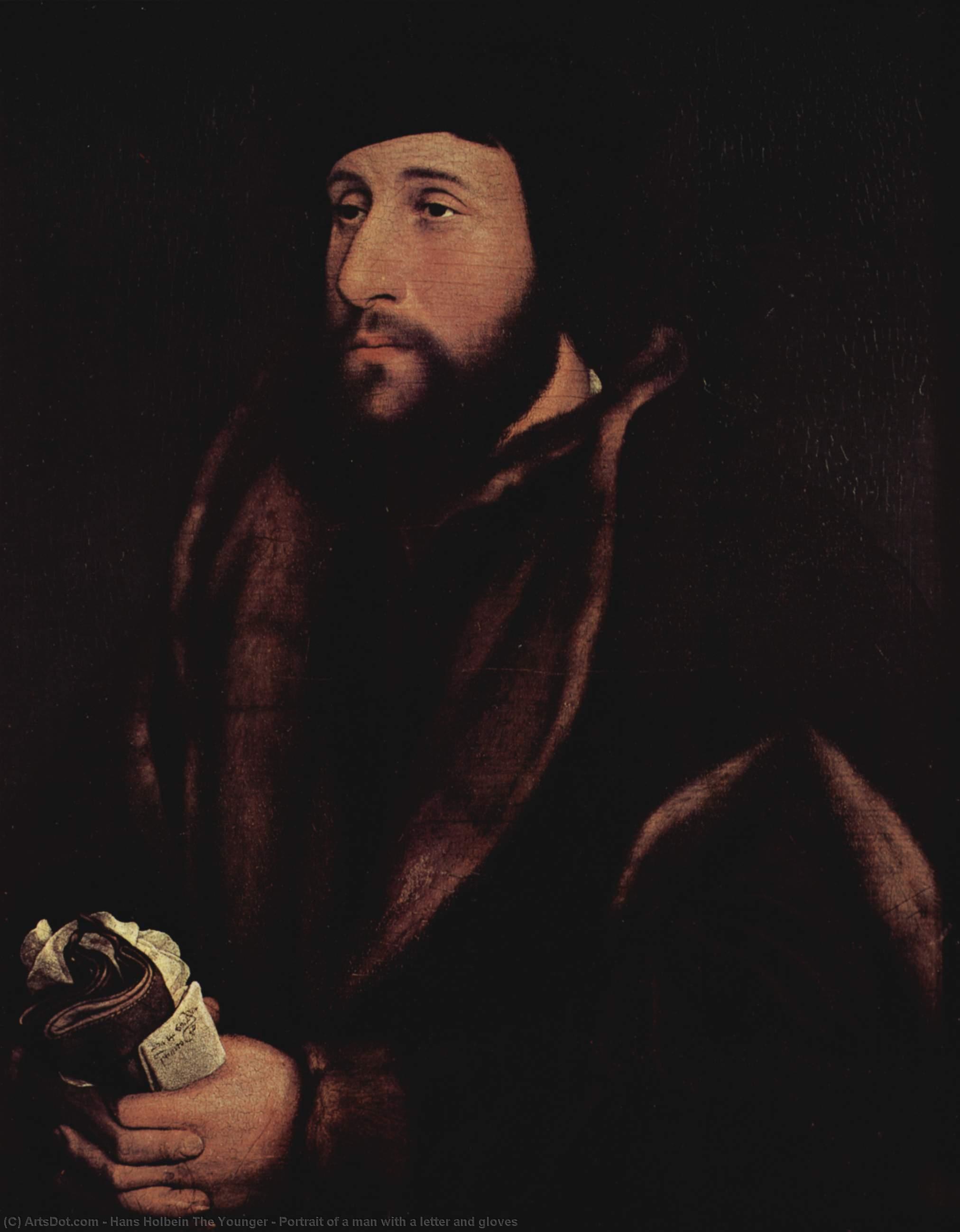 Portrait Of A Man With A Letter And Gloves — Hans Holbajn Mlađi