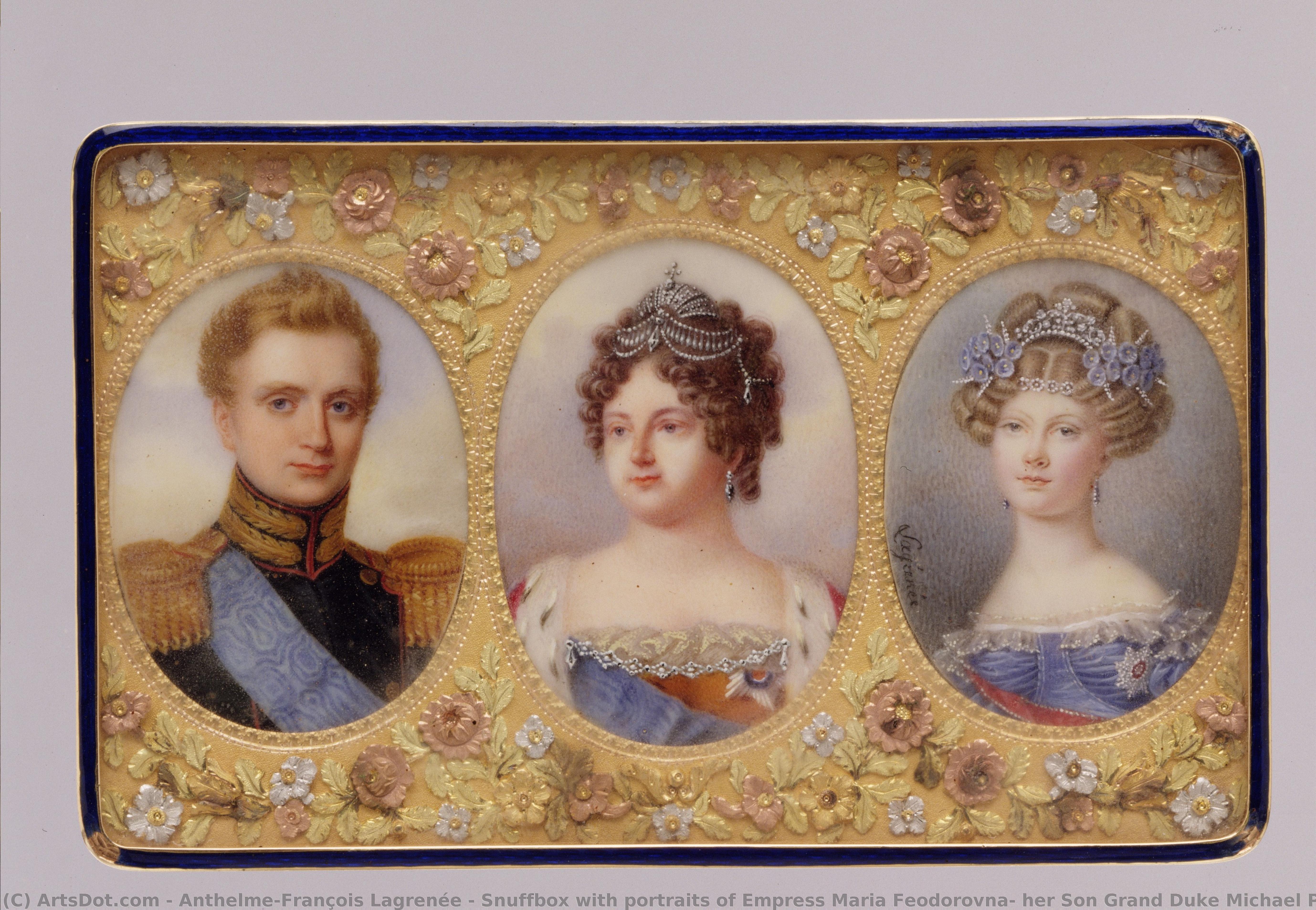 Snuffbox With Portraits Of Empress Maria Feodorovna, Her Son Grand Duke Michael Pavlovich, And Her Daughter-in-law Elena Pavlovna — Anthelme-françois Lagrenée