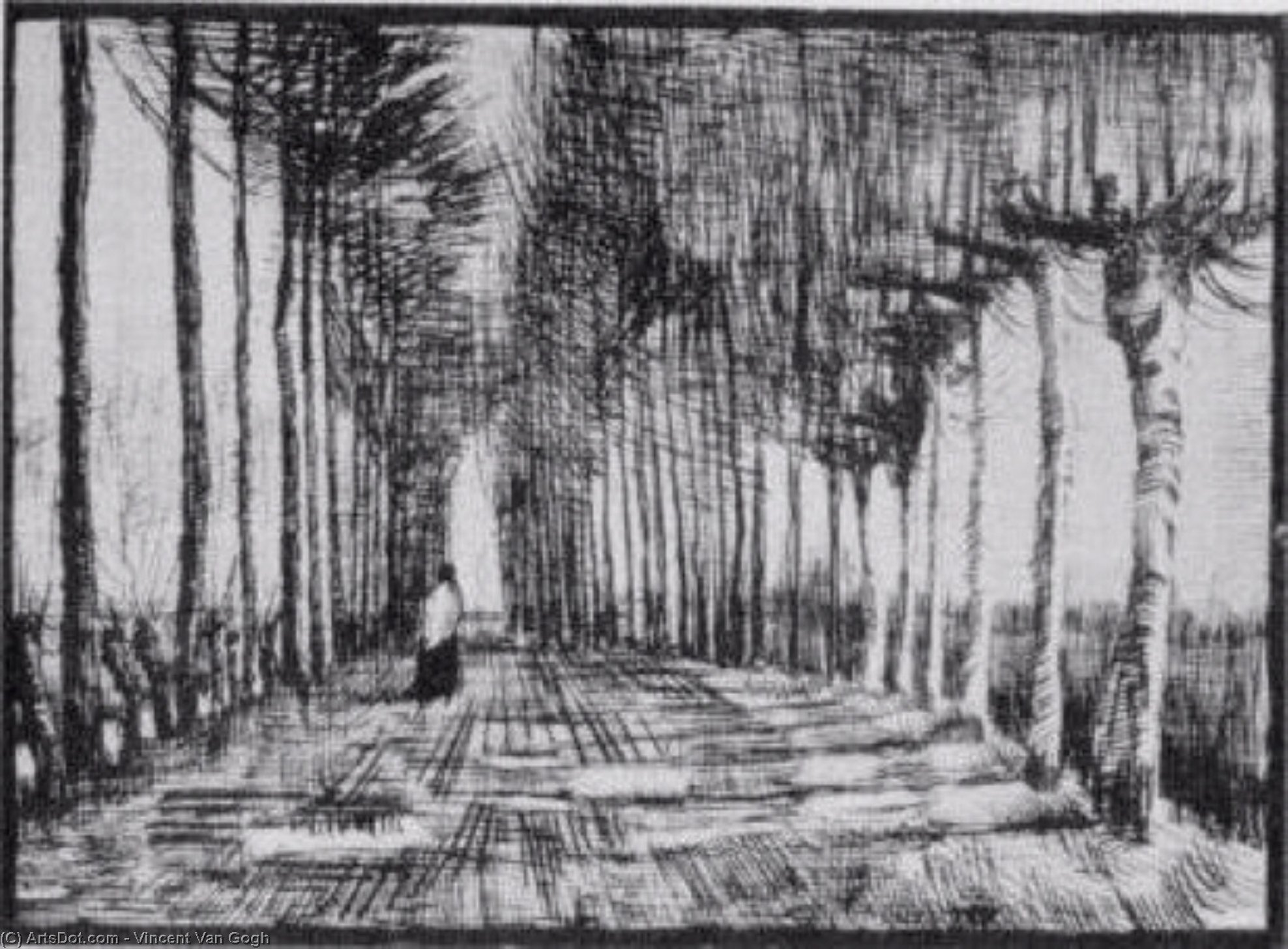 Lane With Trees And One Figure — Vincent Willem Van Gogh