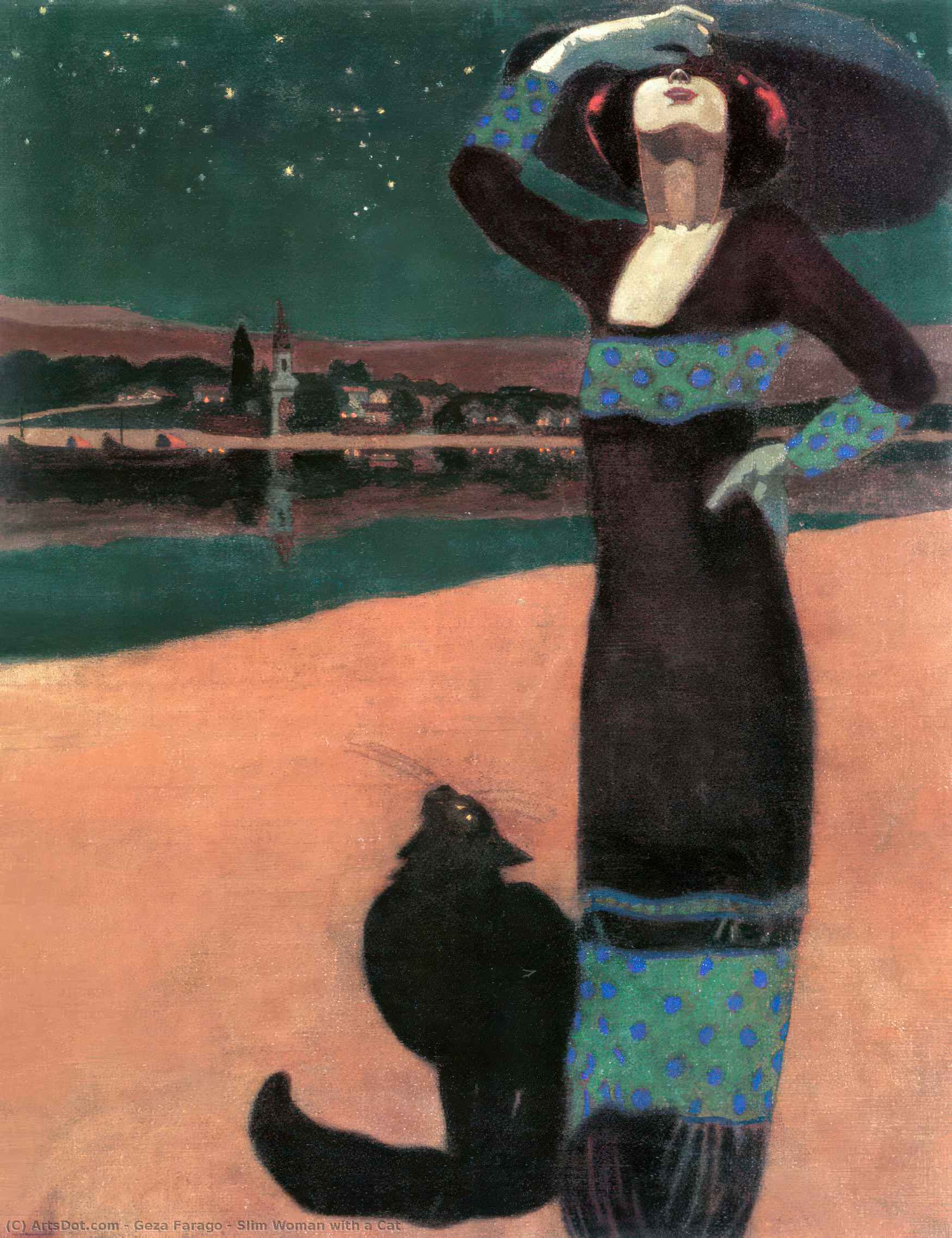 Slim Woman With A Cat — Geza Farago