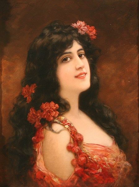 Young Girl With Flowers In Her Hair — Emile Eisman Semenovsky