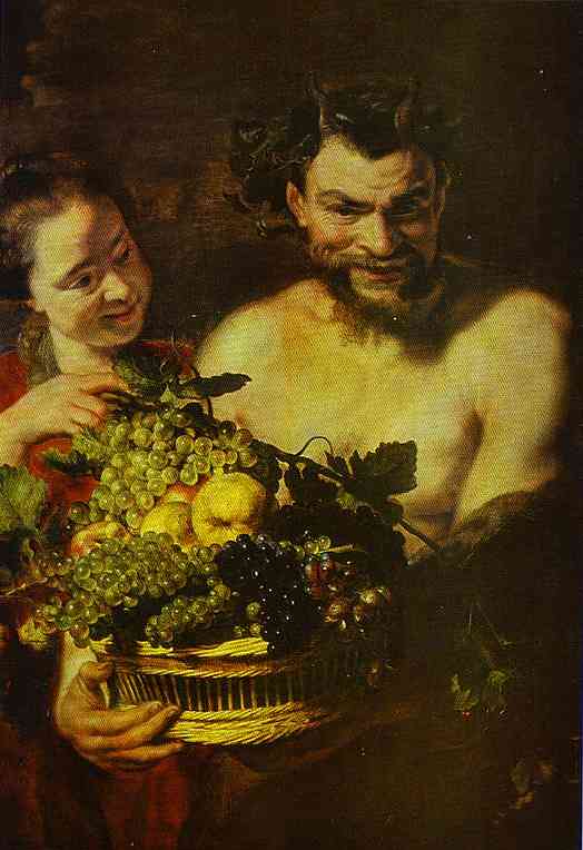 Satyr And Girl With A Basket Of Fruit — Jacob Jordaens