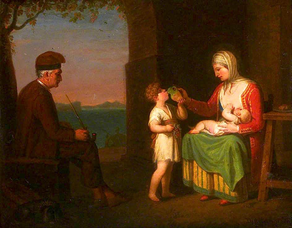 The Family Of The Island Of Procida With Vesuvius In The Background — David Alan