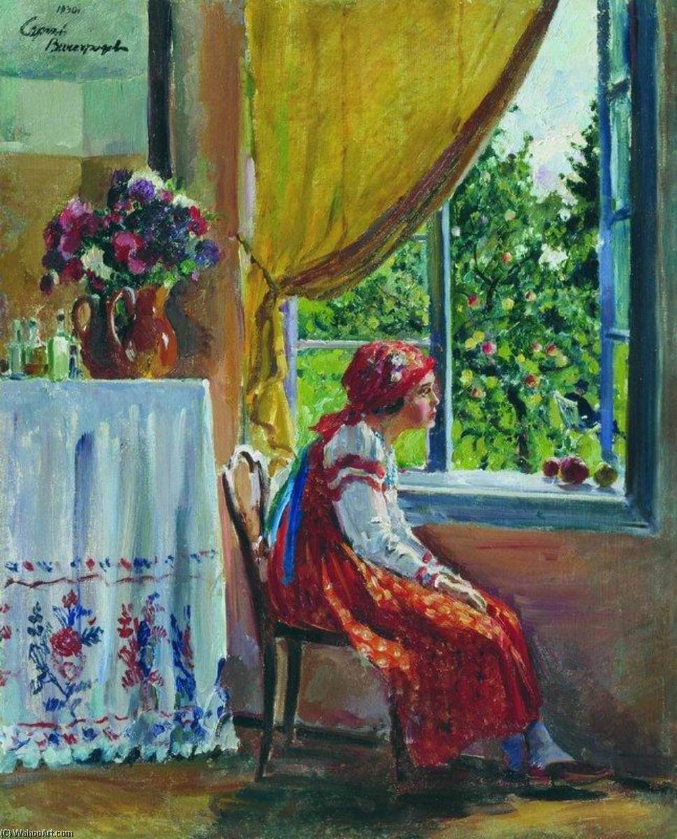 Girl In Red Dress — Sergey Arsenievich Vinogradov