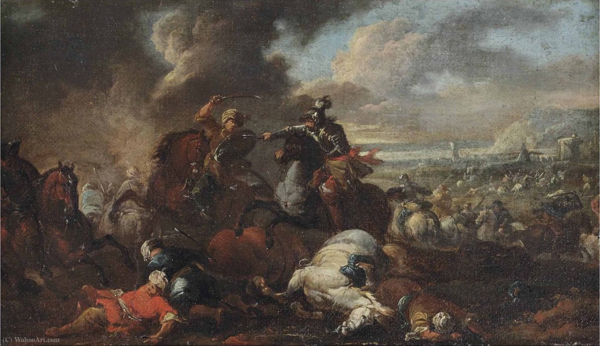 A Battle Between Knights And Ottomans — August Querfurt