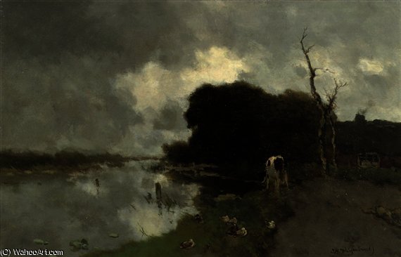 Animals By A Stream, Noorden — Jan Weissenbruch