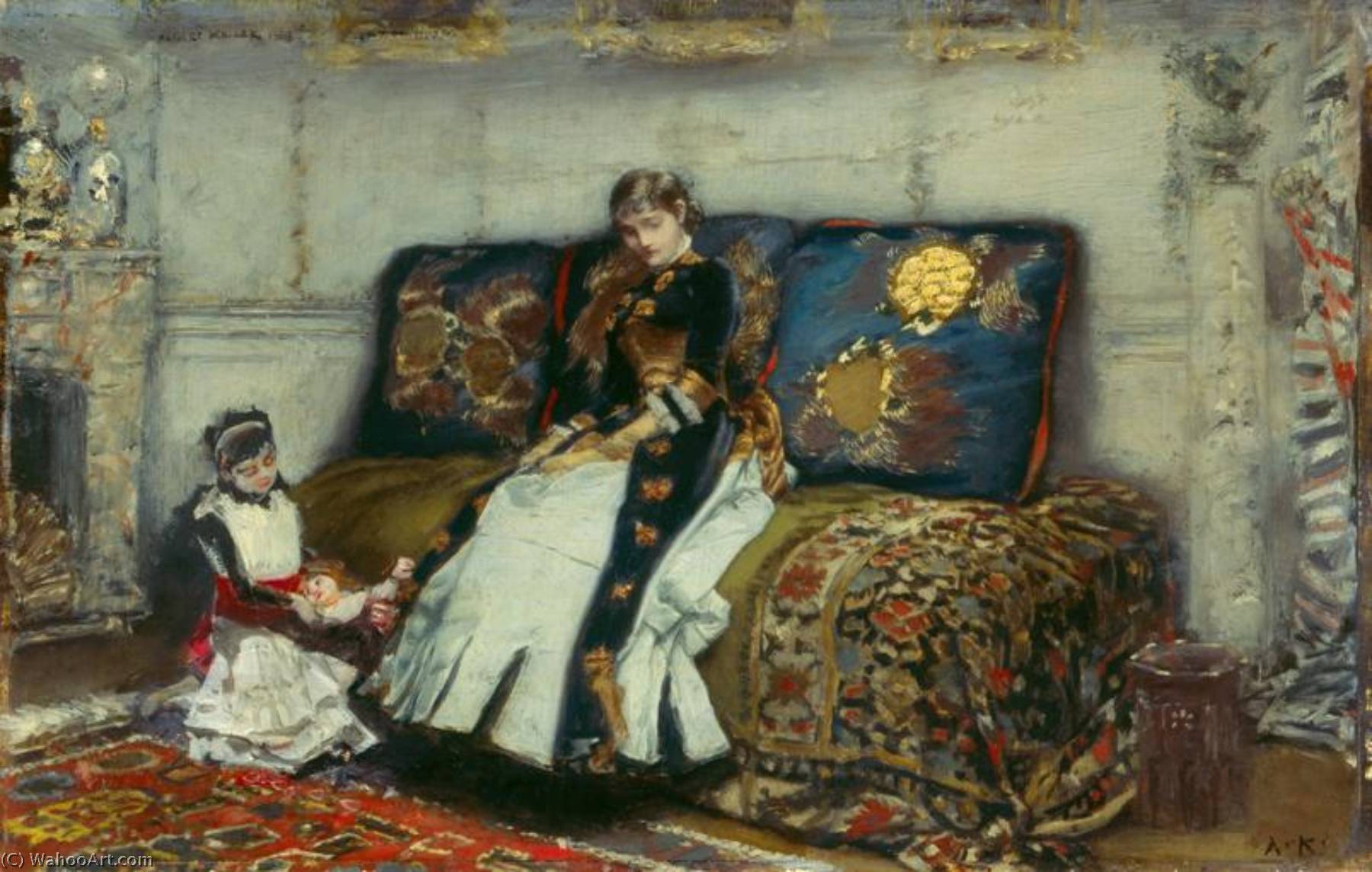 Milli Beckmann With Daughter, Paris — Albert Von Keller