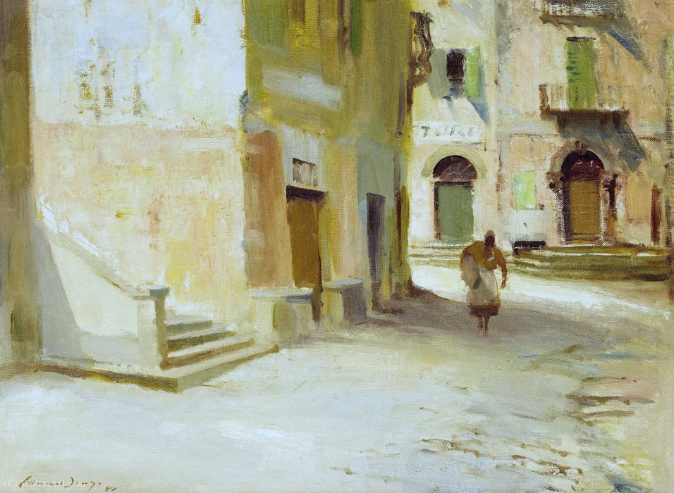 A Street In Argegno, Lake Como, (reproduction From Bonham`s) (1950) — Edward Seago
