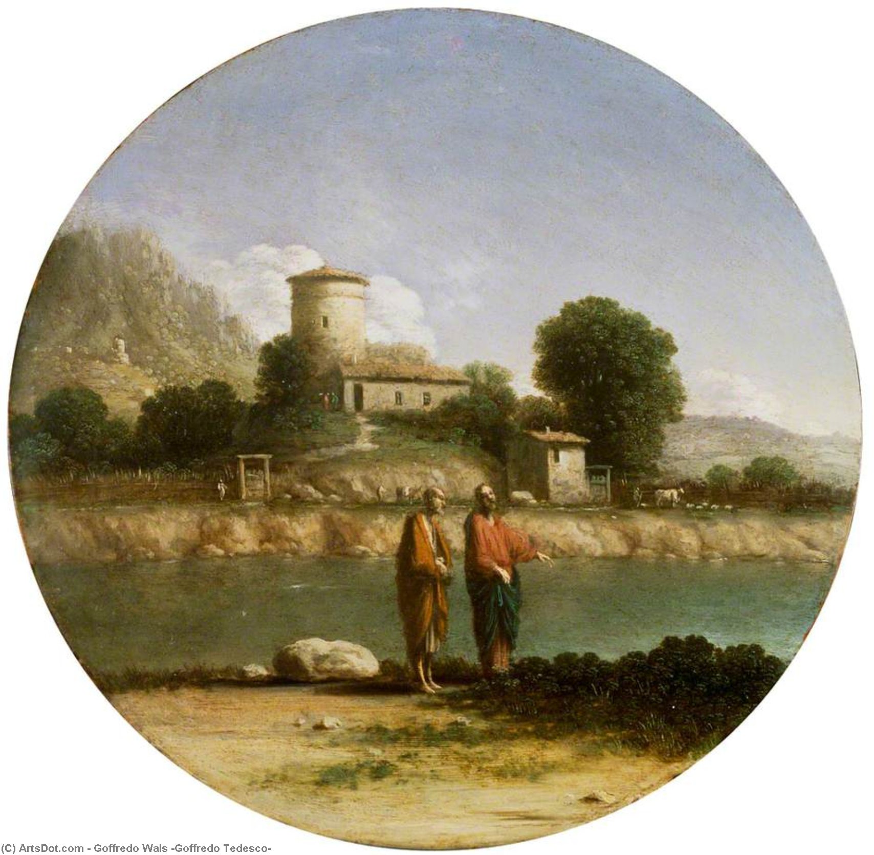 Landscape With Christ And Saint John The Baptist — Goffredo Wals (goffredo Tedesco)