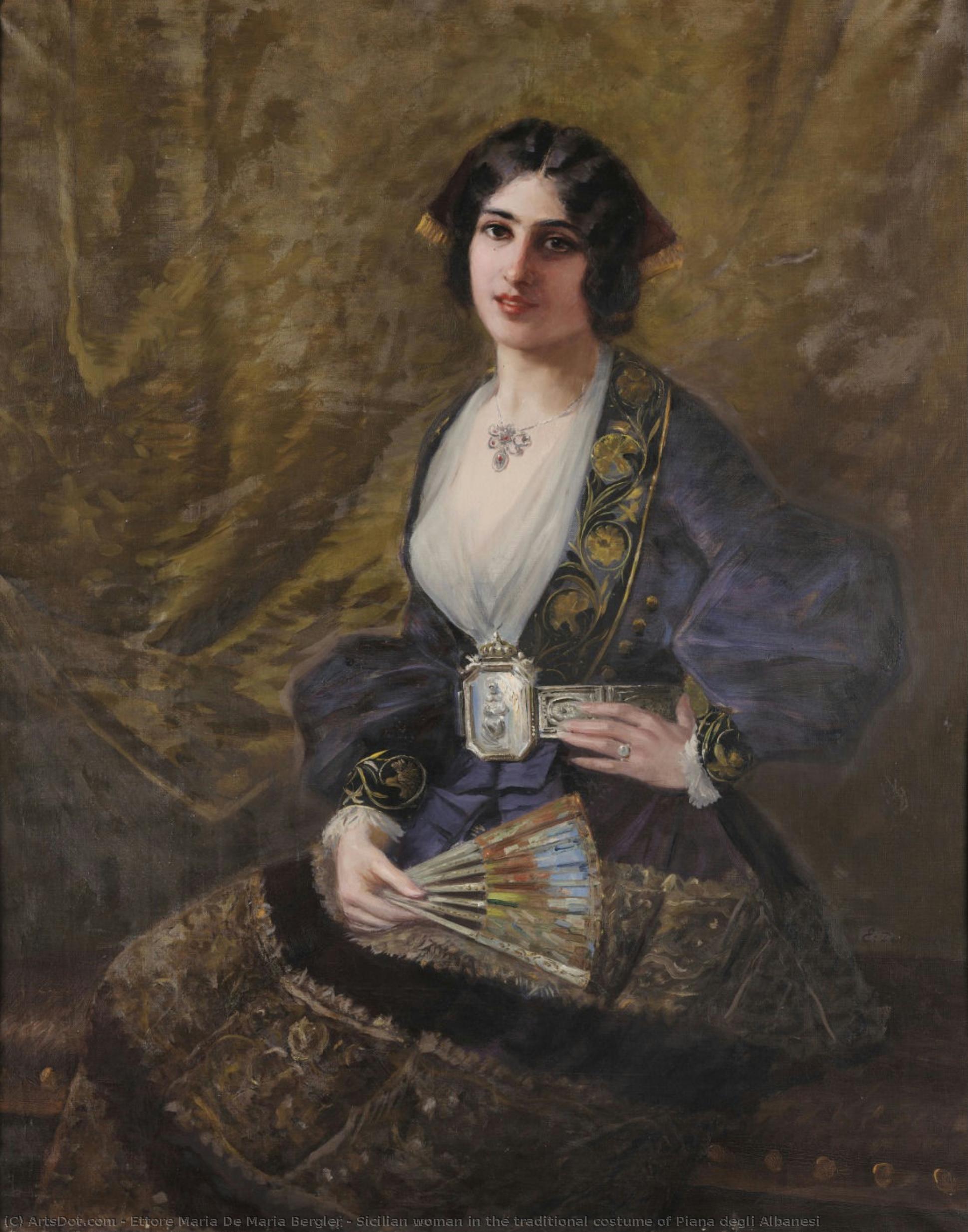 Sicilian Woman In The Traditional Costume Of Piana Degli Albanesi — Ettore Maria De Maria Bergler