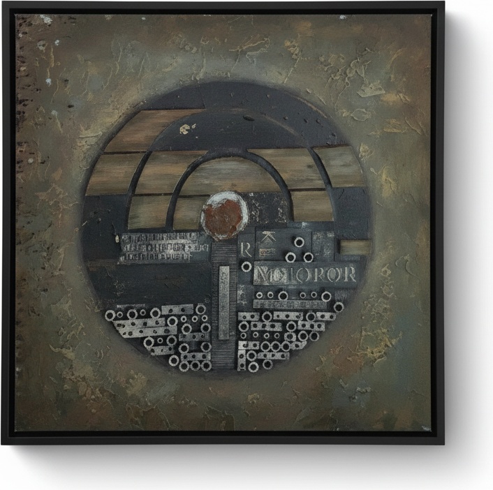Abstract 3d Wall Art In Dark Tones With 'color' Accent