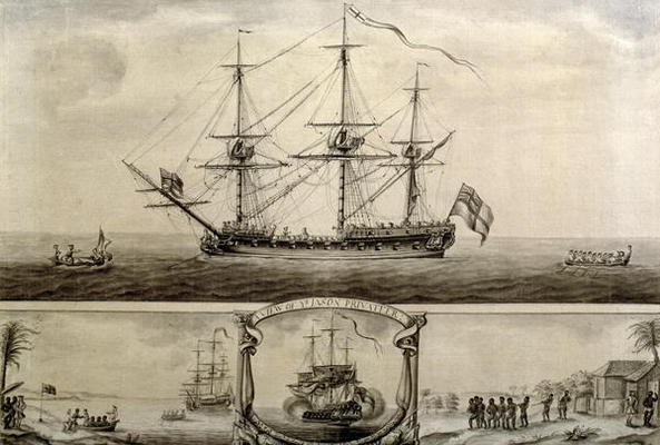 A View Of Ye Jason Privateer, C.1760 (pen ^ink And Wash) — Nicholas Pocock