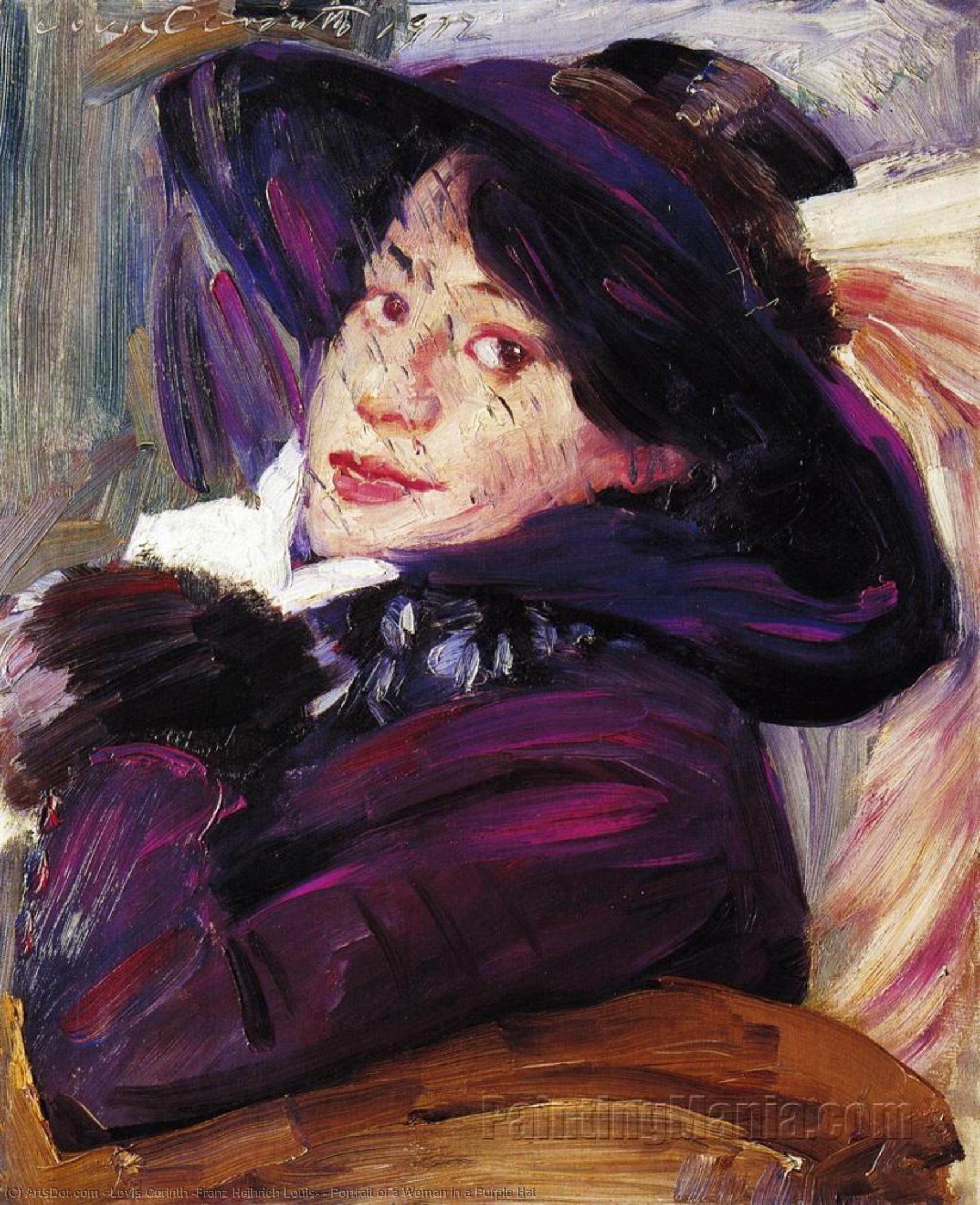 Portrait Of A Woman In A Purple Hat — Lovis Corinth