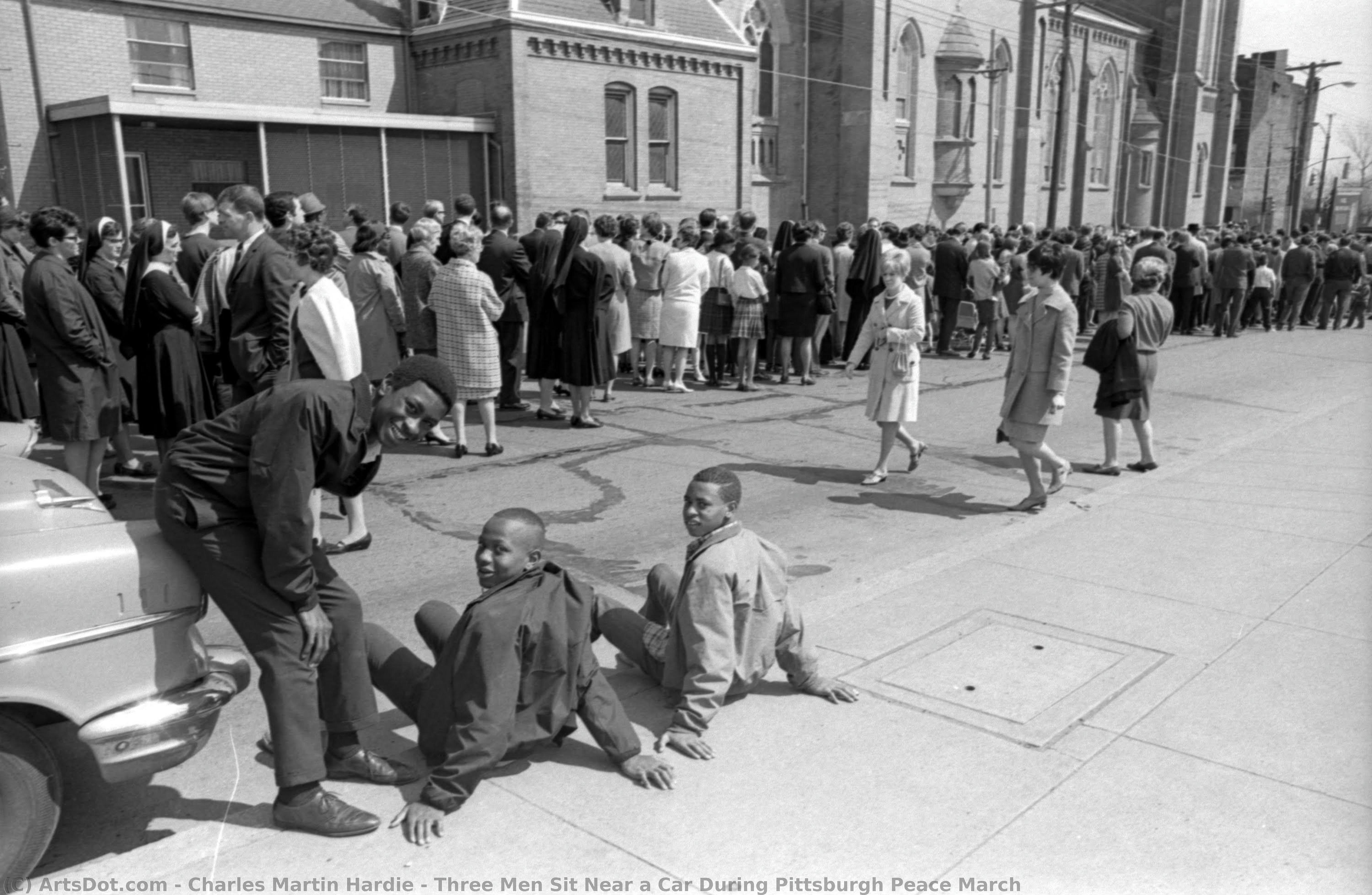 Three Men Sit Near A Car During Pittsburgh Peace March — Charles Martin Hardie