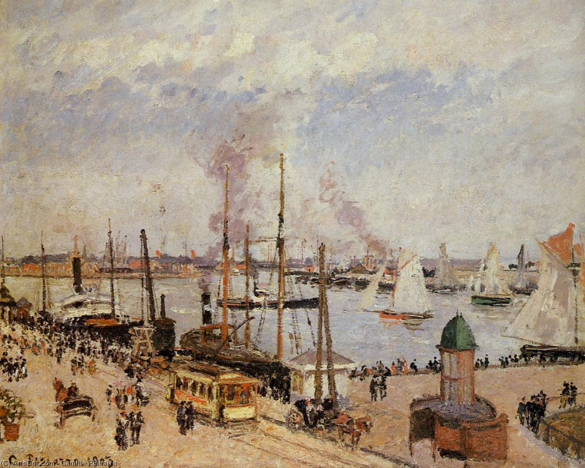 El Muelle Del Práctico, Le Havre Con Marea Alta, Sol De La Tarde — Camille Pissarro