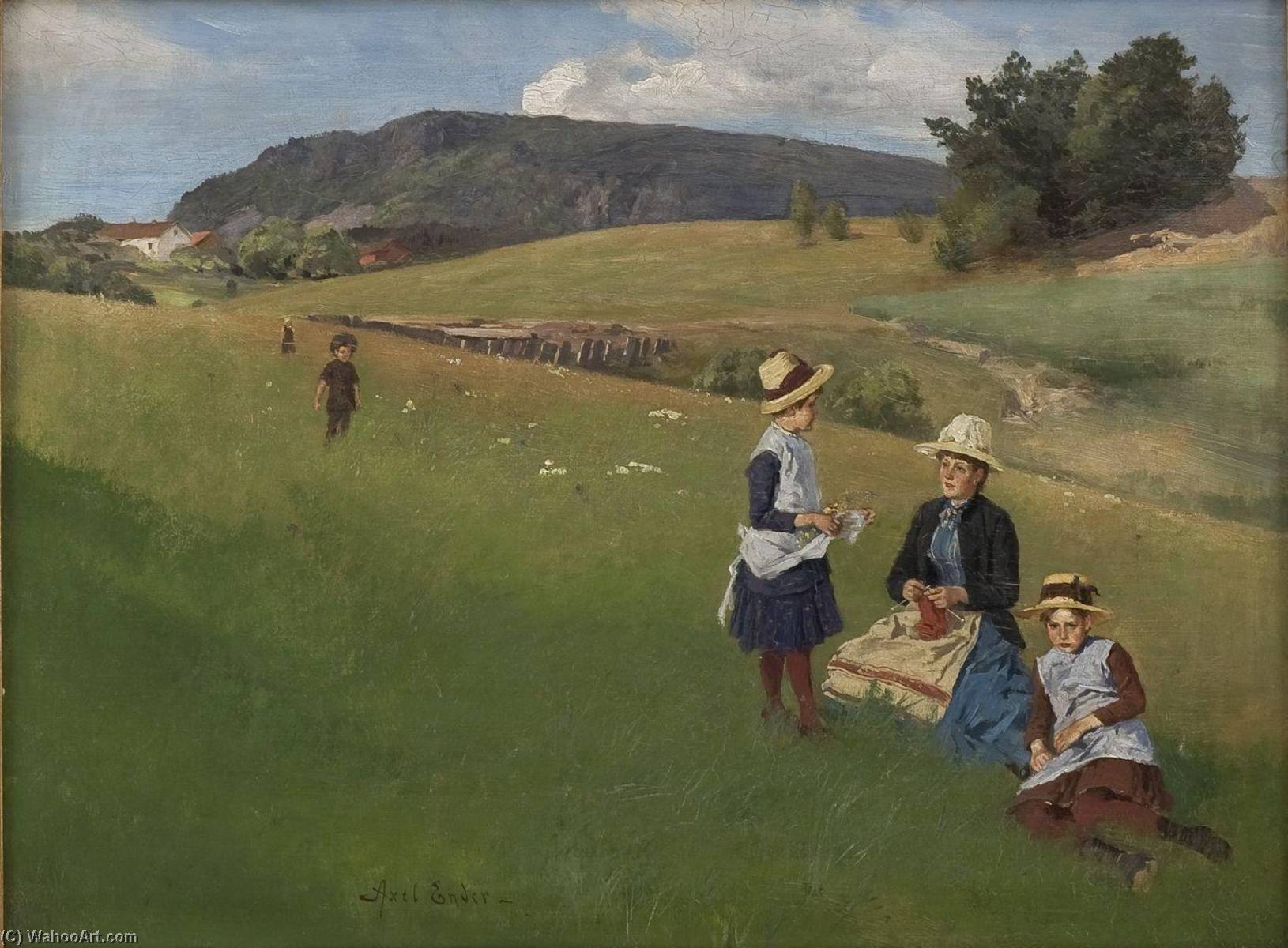 Landscape Scene With Woman And Children — Axel Hjalmar Ender