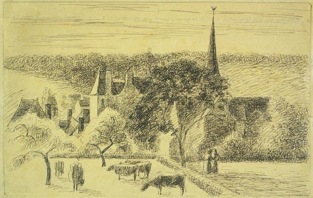 Church And Farm At Éragny-sur-epte — Camille Pissarro