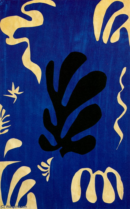 Composition Fond Bleu Gouache Découpée Collection Particulière — Henri Matisse