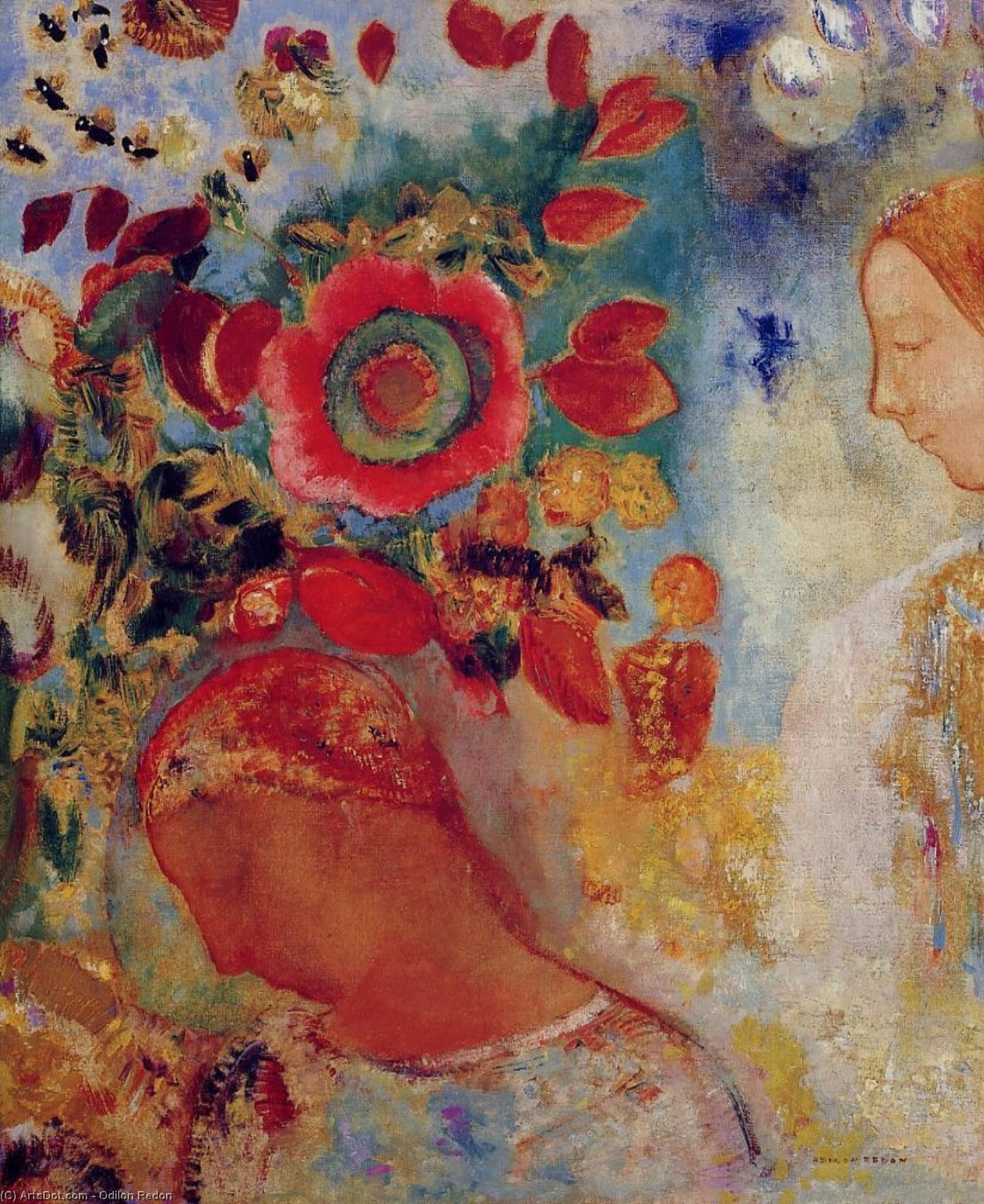 Two Young Girls Among Flowers — Odilon Redon
