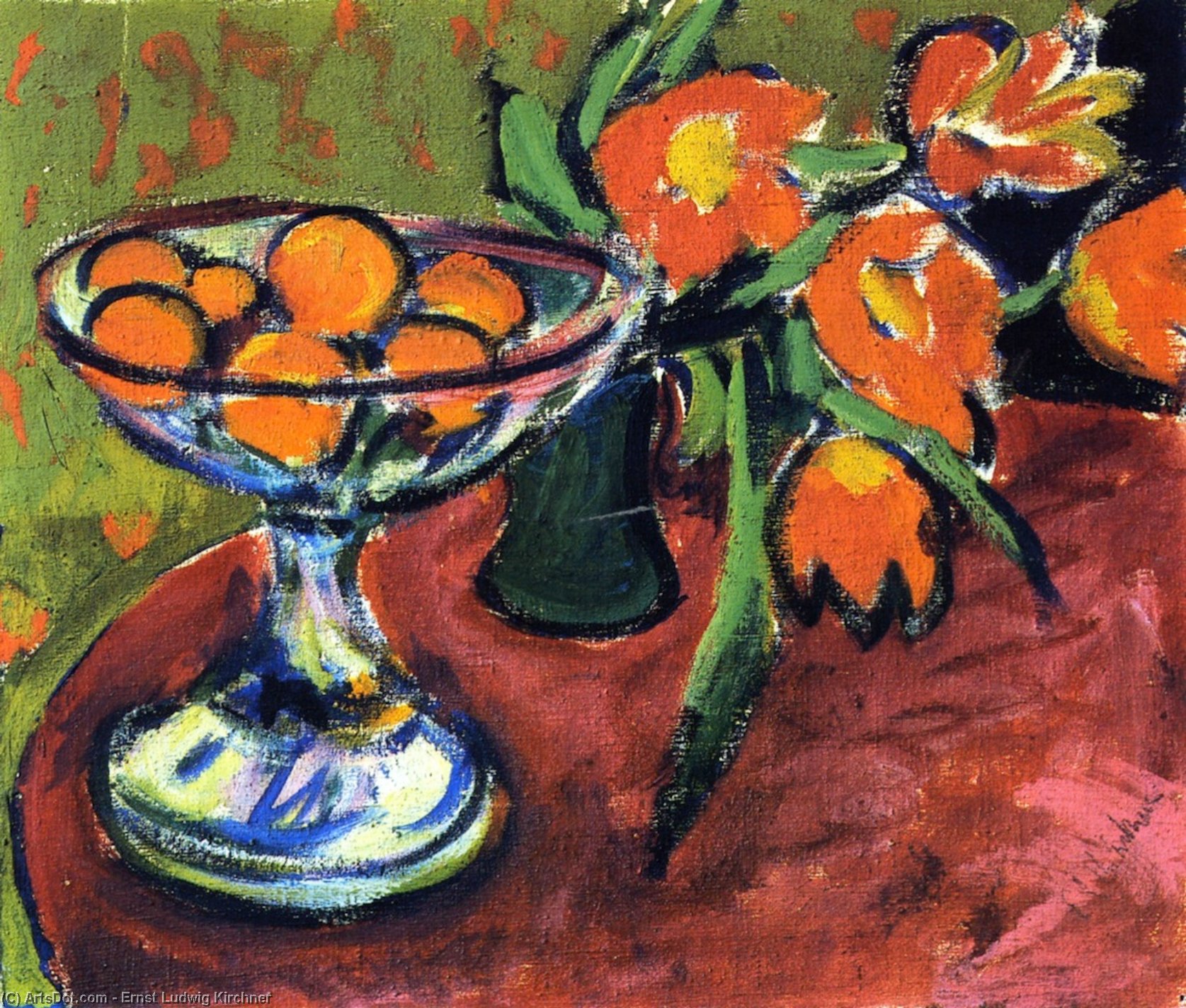 Still Life With Oranges And Tulips — Ernst Ludwig Kirchner