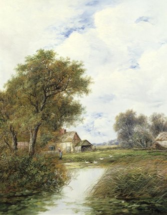 Pond With Ducks And Farmhouse Beyond — Joseph Thors