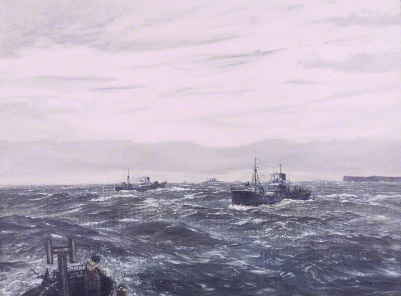 Gale Brewing In The Pentland Firth (armed Trawlers Patrolling Hms 'king George V' And Accompanying Destroyers Cruising) — Claude Muncaster