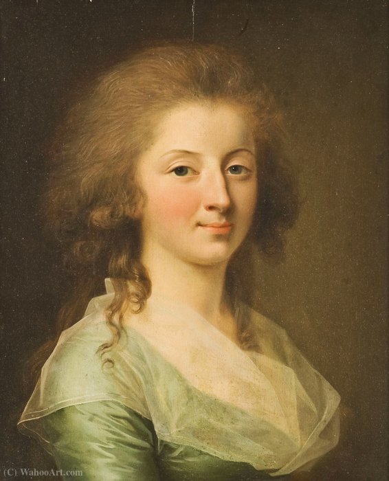 Portrait Of A Young Lady Wearing A Green Dress — Johann Friedrich August Tischbein