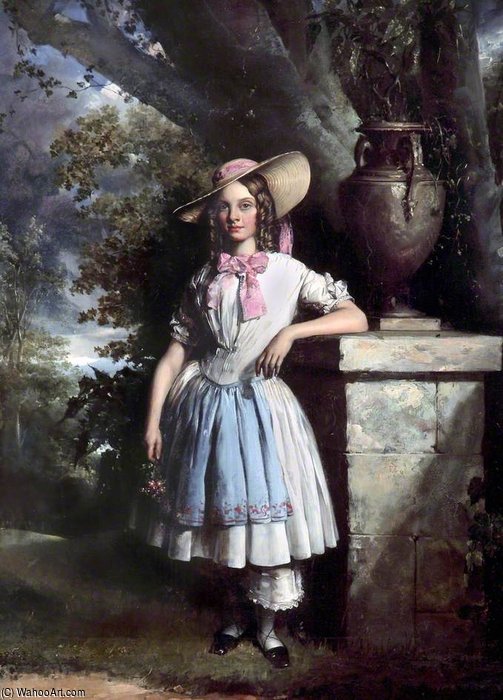 A Girl Standing By A Pedestal — William Daniels