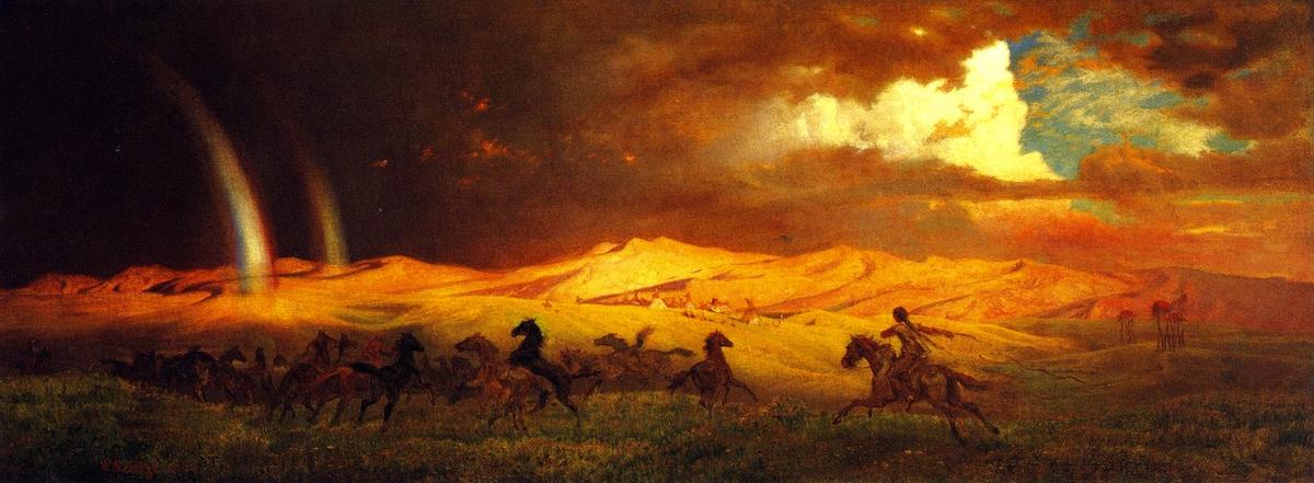 Prairie Bluffs At Julesburg, South Platte, Storm At Sunset — Emanuel Gottlieb Leutze