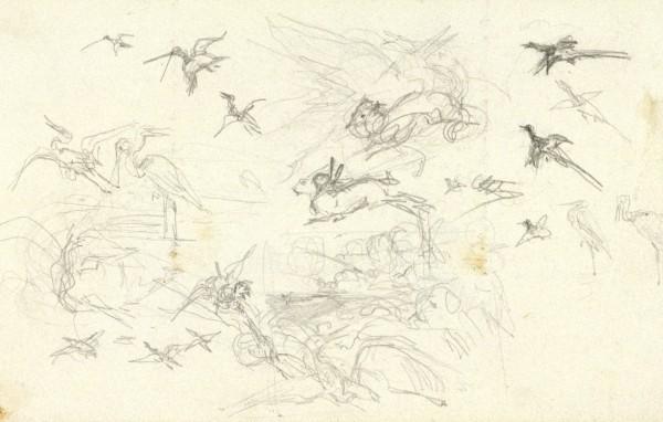 Scene With Animals Running And Birds In Flight — John Frederick Lewis