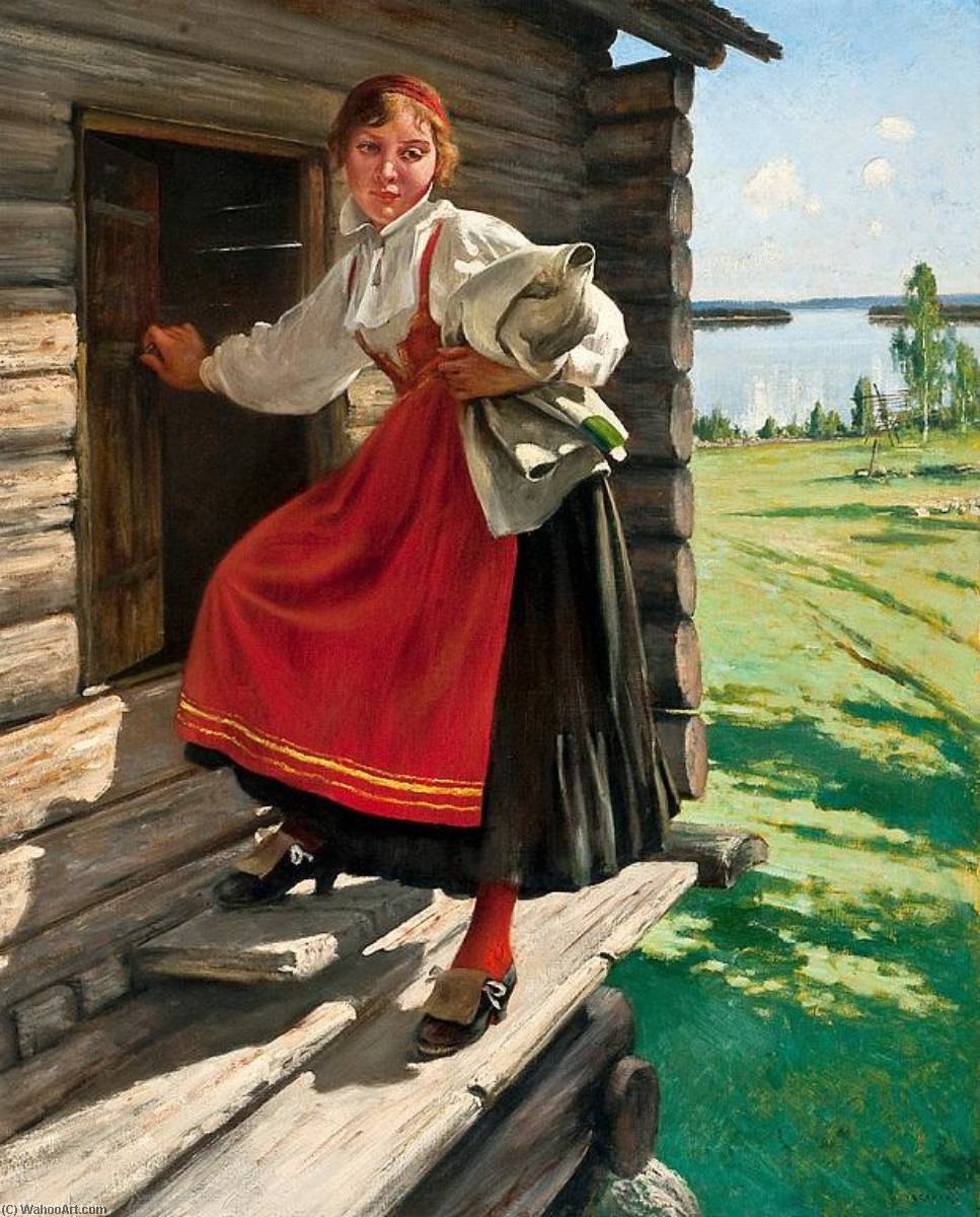 Girl In A Moran Costume — August Wilhelm Nikolaus Hagborg