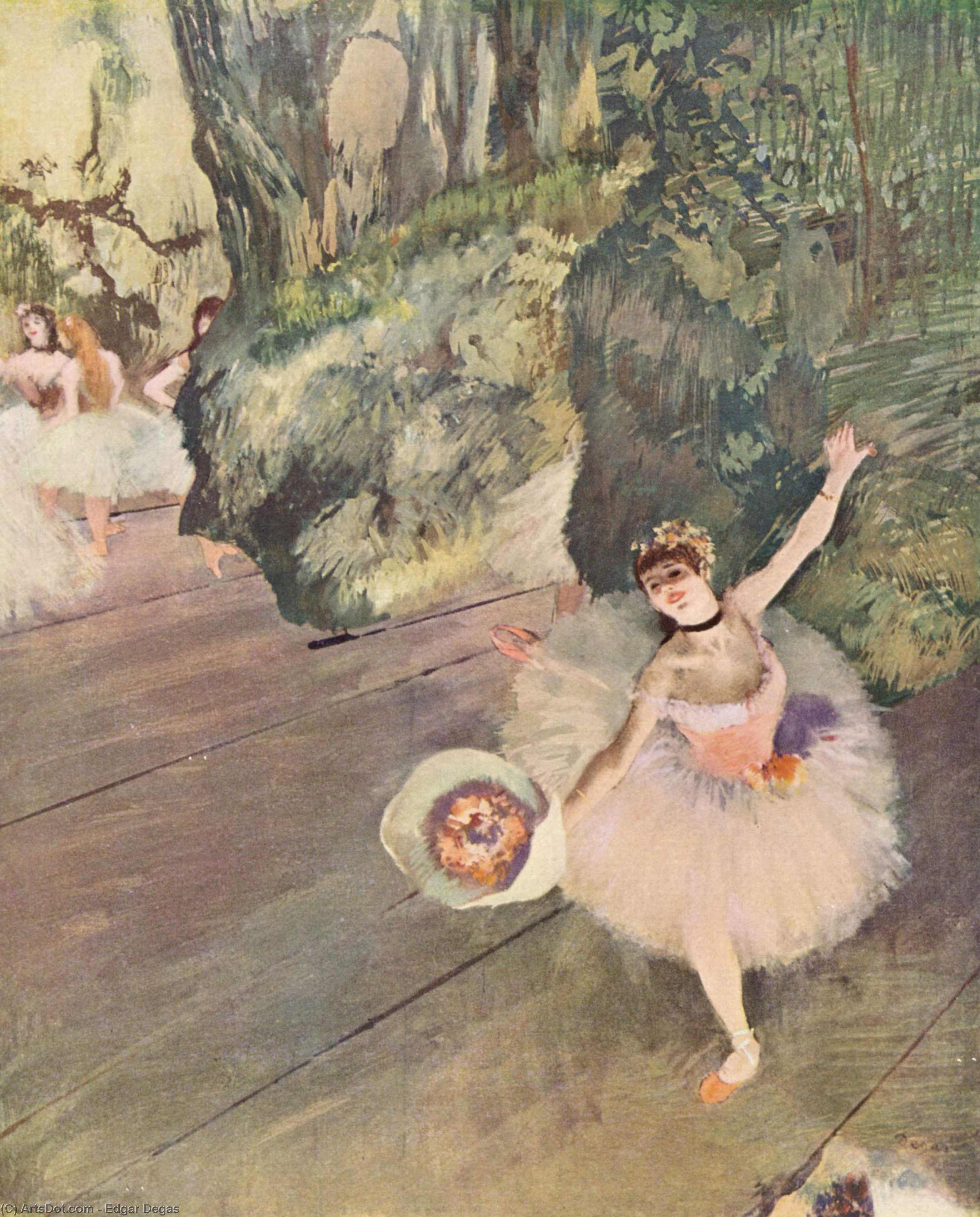Tänzerin Mit Einem Blumenstrauß (die Star Der Ballettschule) — Hilaire-germain-edgar Degas