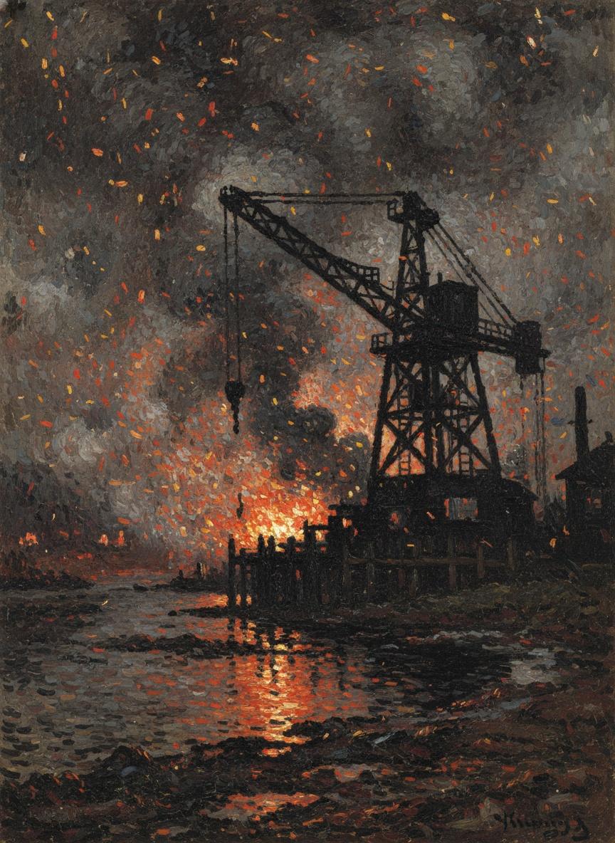 Glut Der Industrie: Dämmerung Am Kai — Hortense Caron