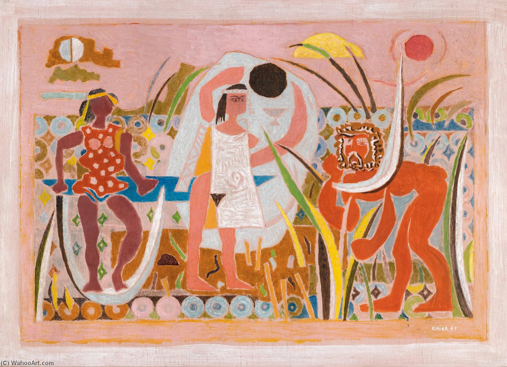 Odysseus And Nausicaa (pink Frieze) — Nicos Hadjikiriakos Ghika