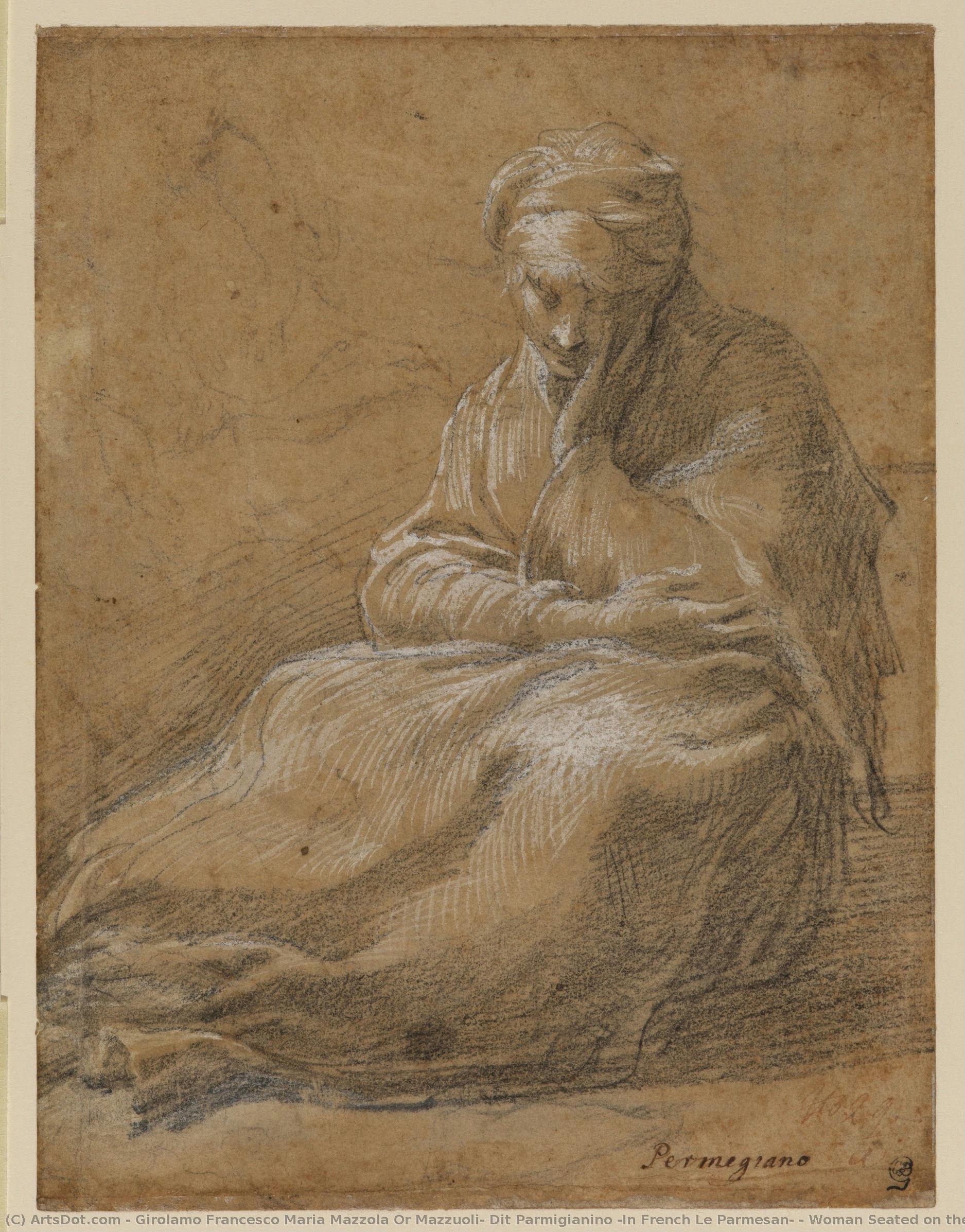 Frau Auf Dem Boden / Frau Hält Eine Distel — Parmigianino