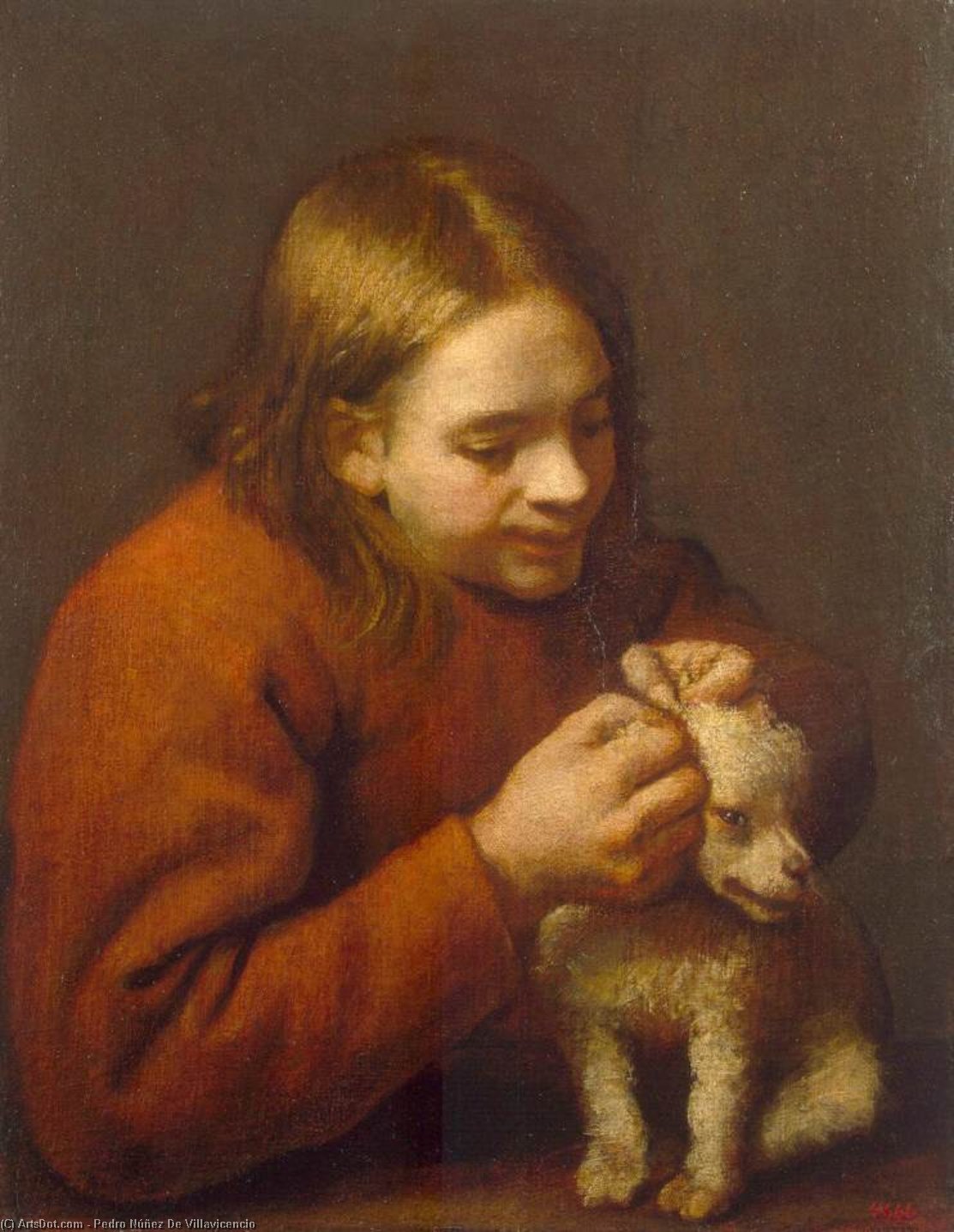 Boy Looking For Fleas On A Dog — Pedro Núñez De Villavicencio