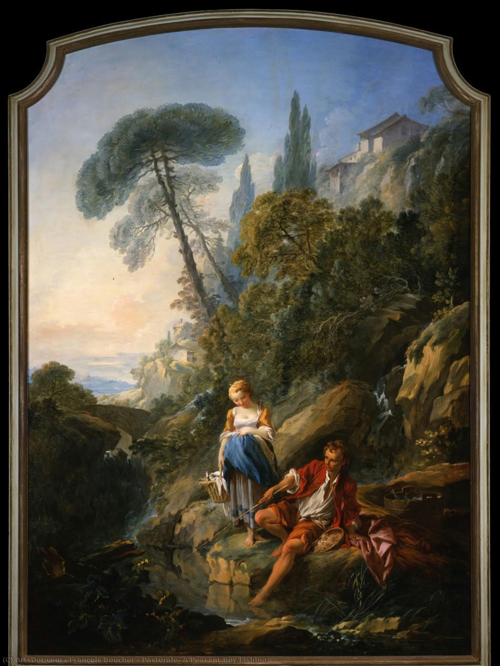 Pastorale: A Peasant Boy Fishing — François Boucher