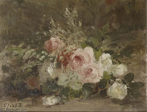 Rozes On A Forest Floor - A Study — Geraldine Jacoba Van De Sande Bakhuyzen