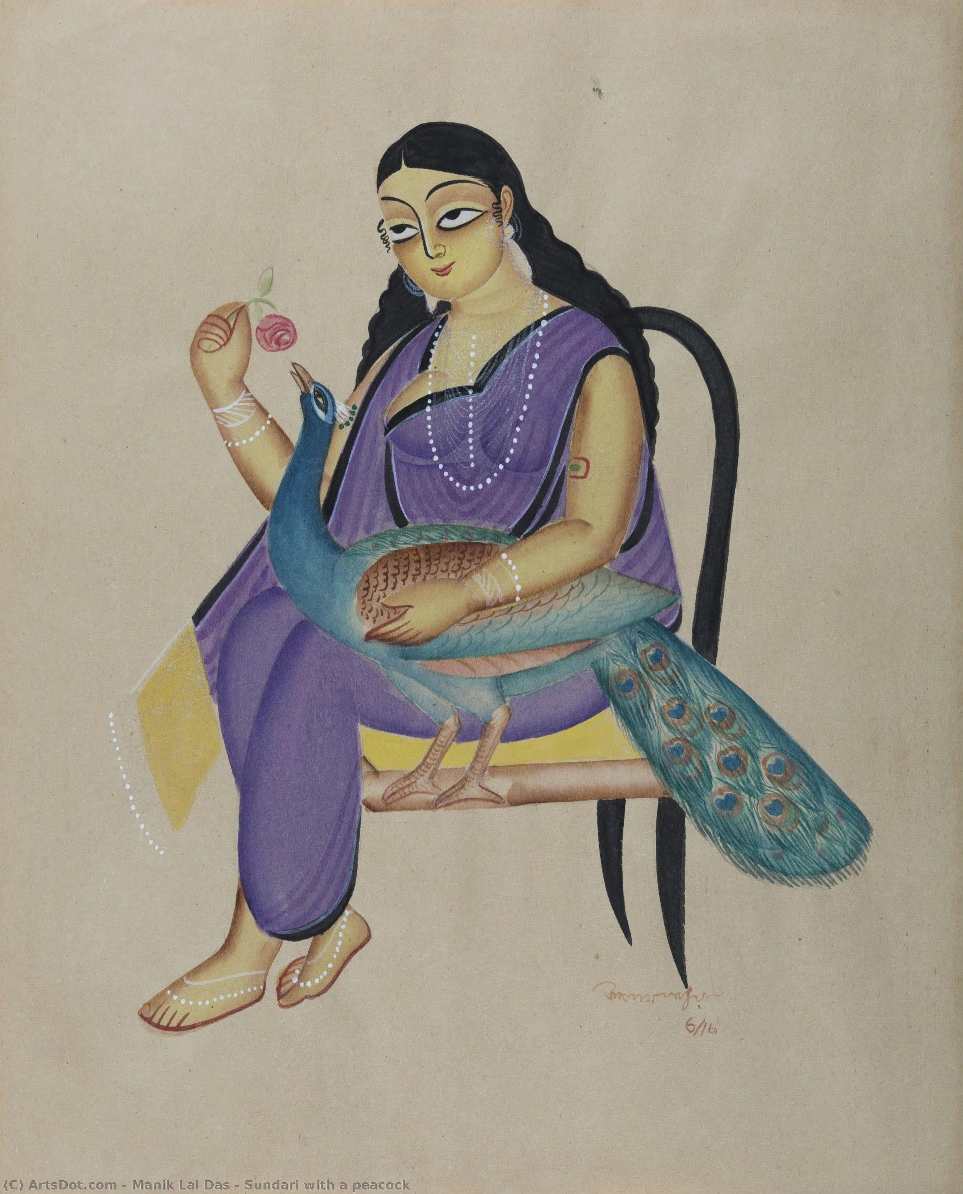Sundari With A Peacock — Маник Лал Дас