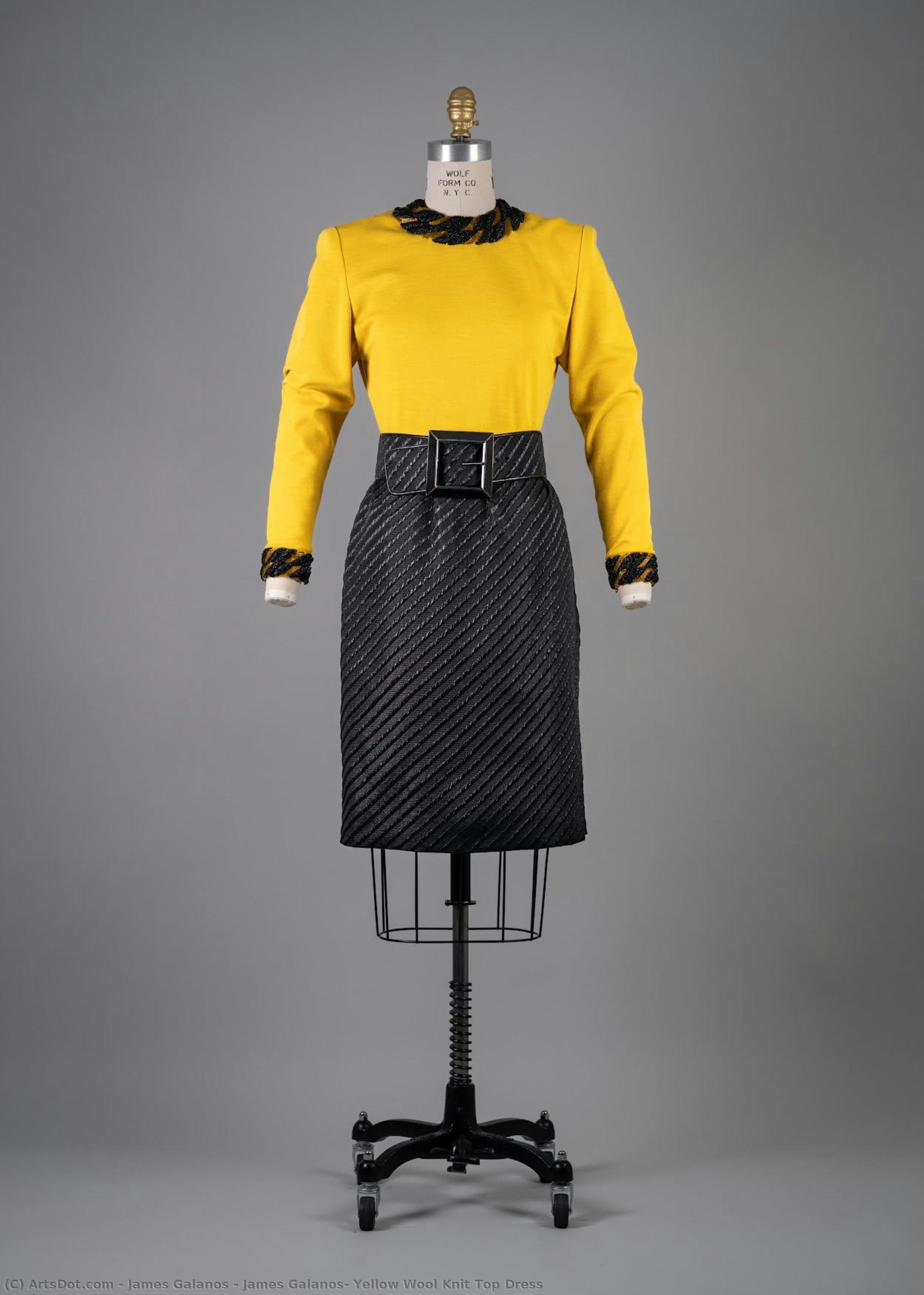 James Galanos, Yellow Wool Knit Top Dress — James Galanos